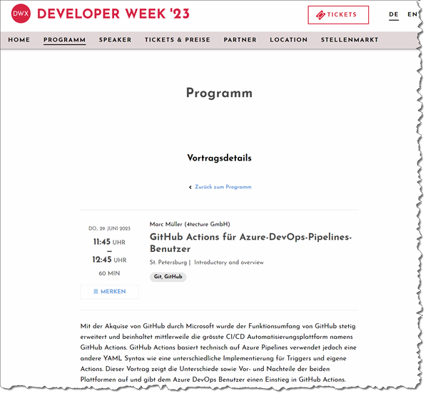 DWX 2023 - GitHub Actions für Azure-DevOps-Pipelines-Benutzer Image
