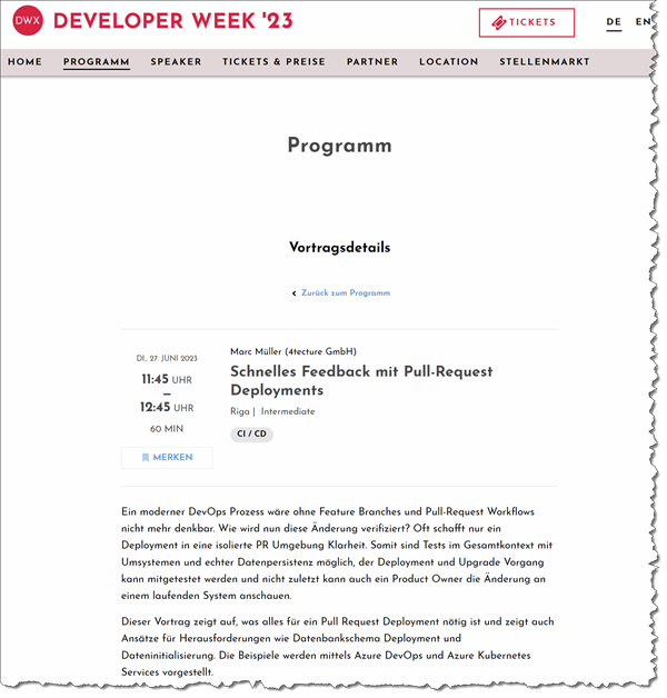 DWX 2023 - Schnelles Feedback mit Pull-Request Deployments Image